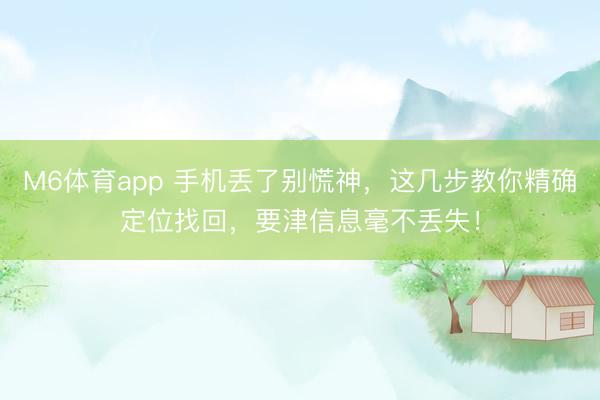 M6体育app 手机丢了别慌神，这几步教你精确定位找回，要津信息毫不丢失！