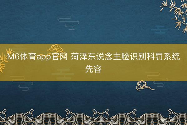 M6体育app官网 菏泽东说念主脸识别科罚系统先容