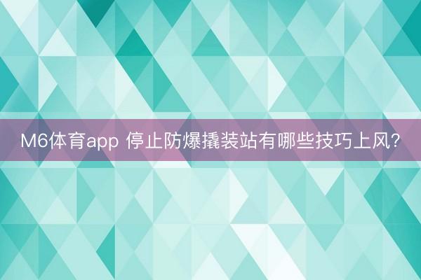 M6体育app 停止防爆撬装站有哪些技巧上风？