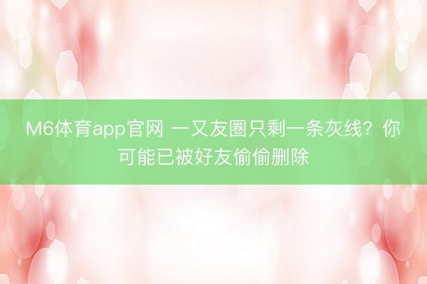 M6体育app官网 一又友圈只剩一条灰线？你可能已被好友偷偷删除