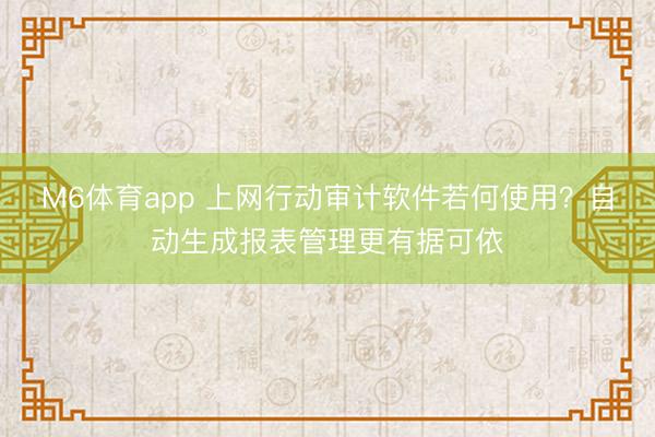 M6体育app 上网行动审计软件若何使用?自动生成报表管理更有据可依