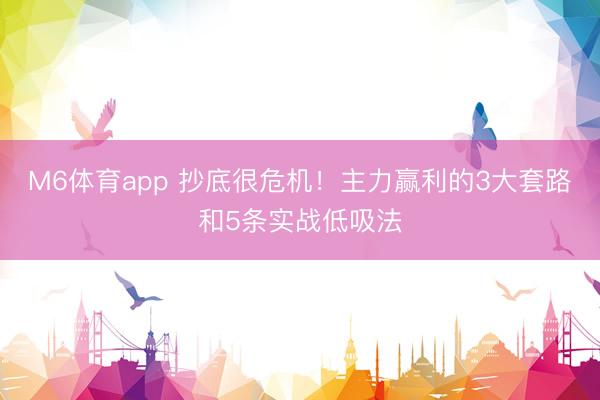 M6体育app 抄底很危机!主力赢利的3大套路和5条实战低吸法