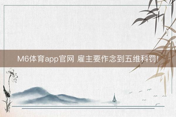 M6体育app官网 雇主要作念到五维科罚!